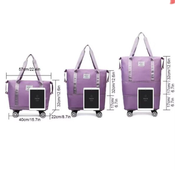 Double Layer Expandable Travel Bag with Detachable Wheels