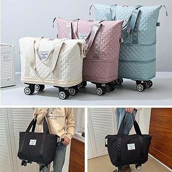 Expandable and Foldable Travel Bag With Wheels -Pink