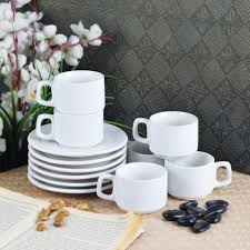 Stackable Coffee Mugs, White, 12 Pack, 12 Oz (350 ml), Porcelain Coffee Mugs, Stackable Mugs, Stacking Mugs, Coffee Cup Stacking Set, Stacking Coffee Mugs, Ceramic Coffee Cups, White Coffee Mugs