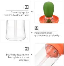 Glass Olive Oil Dispenser Bottle With Silicone Brush, Oil Measuring Container Dispenser And Silicone Dropper for Kitchen Baking BBQ Grill Pastry Brush