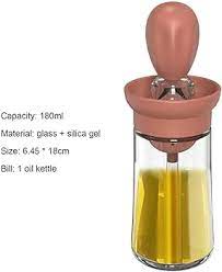 Glass Olive Oil Dispenser Bottle With Silicone Brush, Oil Measuring Container Dispenser And Silicone Dropper for Kitchen Baking BBQ Grill Pastry Brush