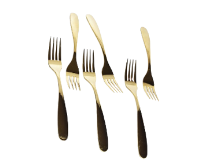 Gold Table Forks Set of 6pcs 20.5cm, Gold Titanium Plating Stainless Steel Dinner Fork Set for Home, Restaurant, Daily Dinning, Easy to Clean and Dishwasher Safe