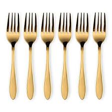 Gold Table Forks Set of 6pcs 20.5cm, Gold Titanium Plating Stainless Steel Dinner Fork Set for Home, Restaurant, Daily Dinning, Easy to Clean and Dishwasher Safe