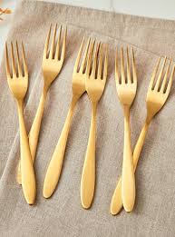 Gold Table Forks Set of 6pcs 20.5cm, Gold Titanium Plating Stainless Steel Dinner Fork Set for Home, Restaurant, Daily Dinning, Easy to Clean and Dishwasher Safe