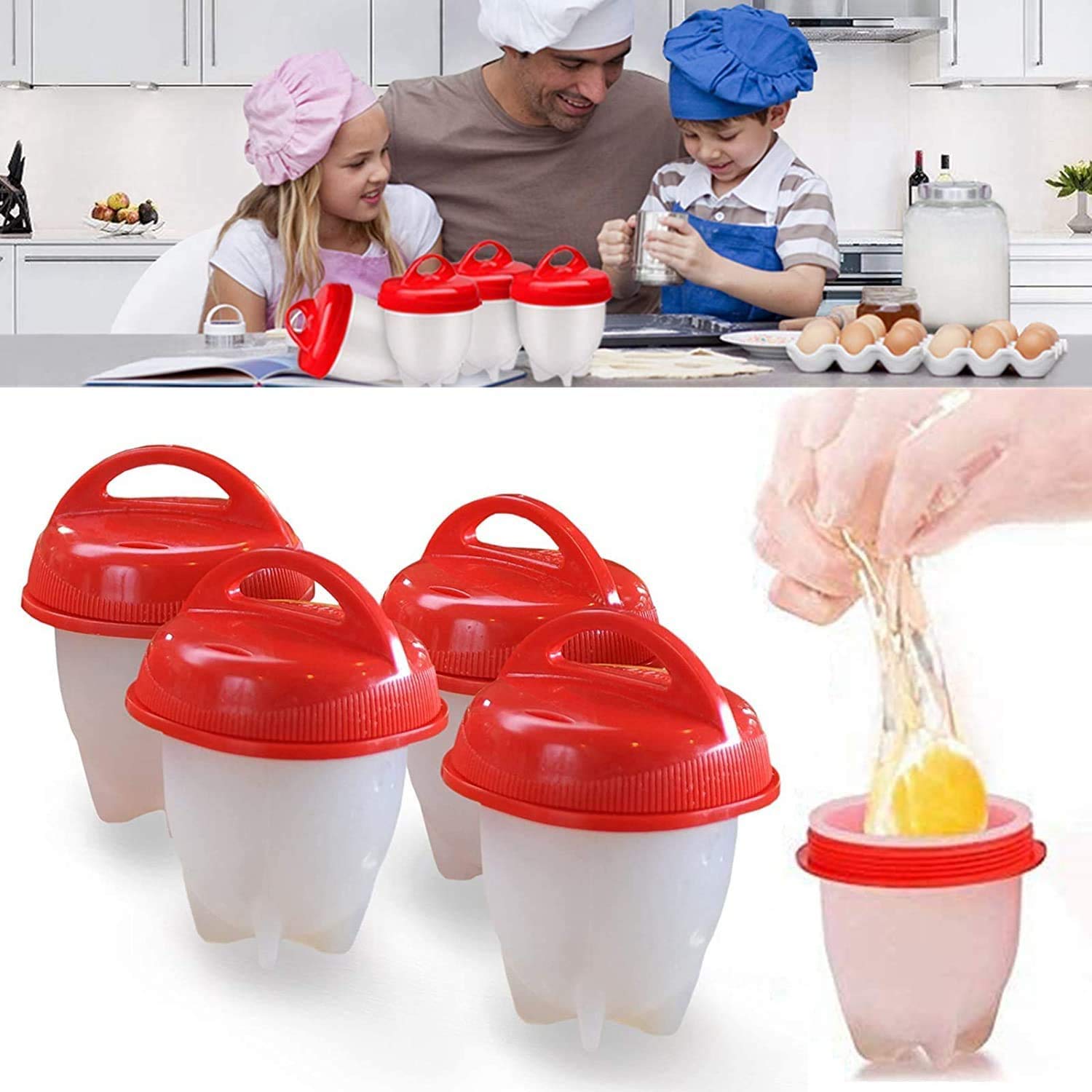 1pc Egg Cooker Silicone, Egg Cooker Without Shell Easy Eggs, Non Stick Silicone Boiled Steamer Eggies, Maker Egg Cooker BPA Free Non-Stick Eggs Poacher, Fast Poaching For Kitchen Gadgets Accessories