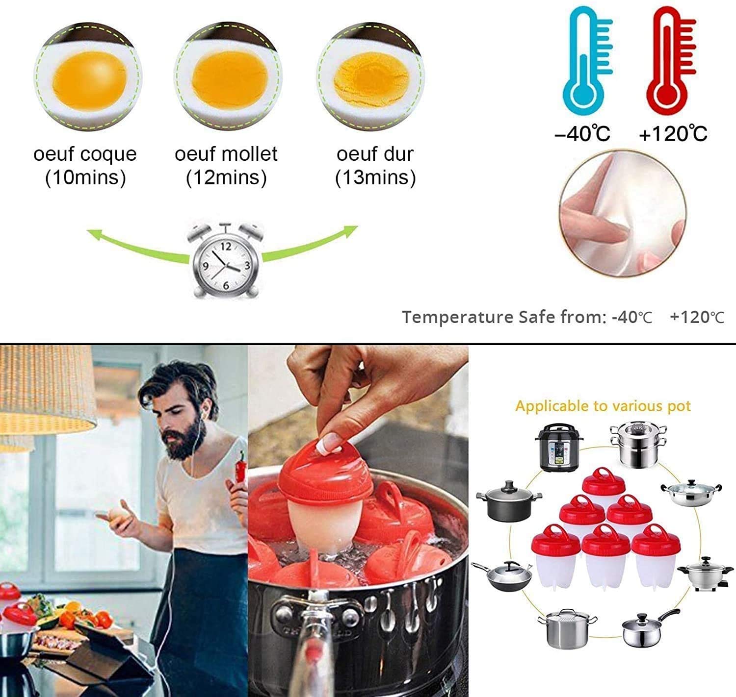 1pc Egg Cooker Silicone, Egg Cooker Without Shell Easy Eggs, Non Stick Silicone Boiled Steamer Eggies, Maker Egg Cooker BPA Free Non-Stick Eggs Poacher, Fast Poaching For Kitchen Gadgets Accessories