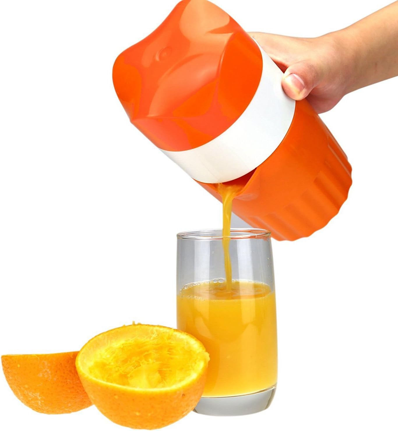 1pc Plastic Orange Juicer, Extract juice out of orange, pineapple, grapes, sweet lime, water melon, pomegranate, palak, tomato