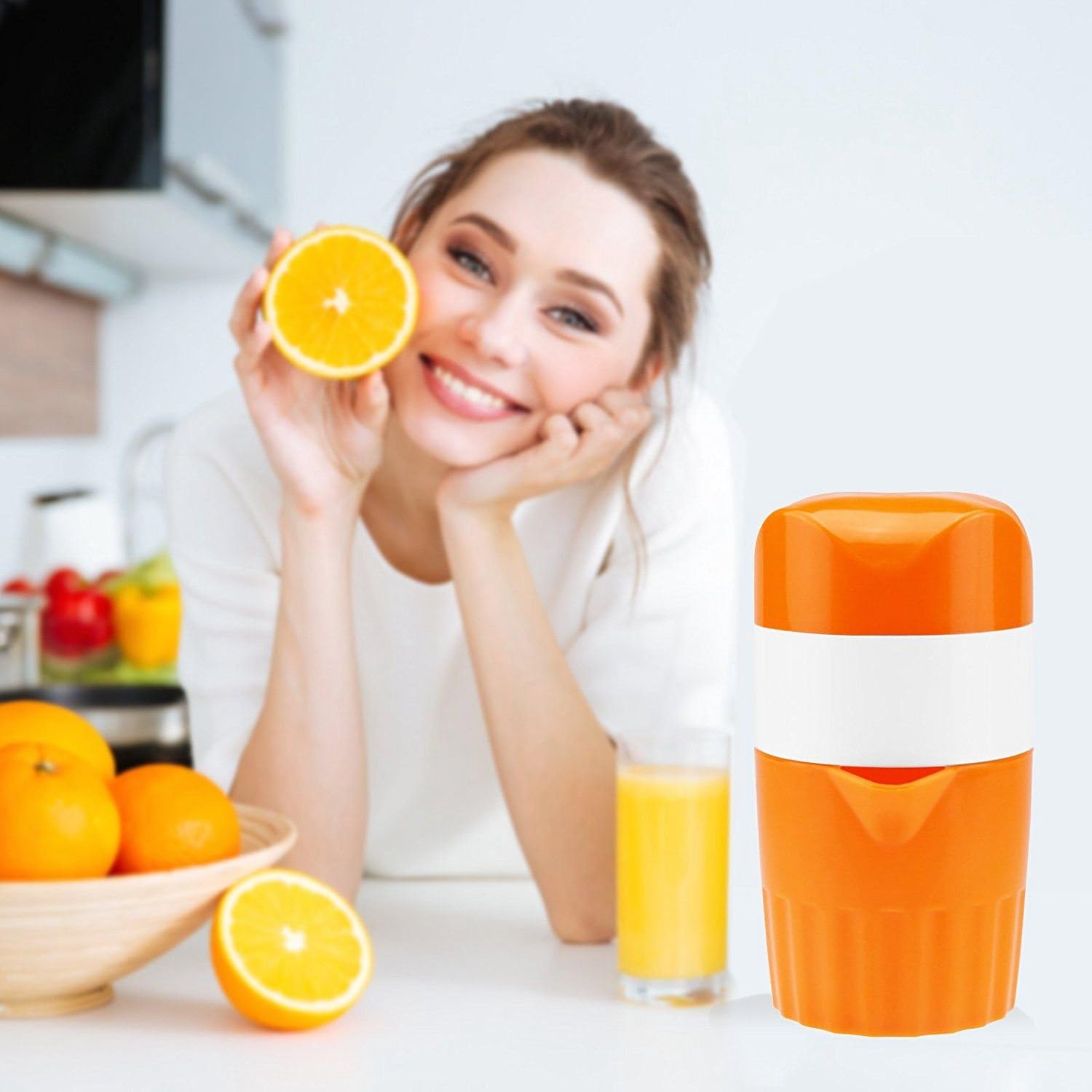 1pc Plastic Orange Juicer, Extract juice out of orange, pineapple, grapes, sweet lime, water melon, pomegranate, palak, tomato