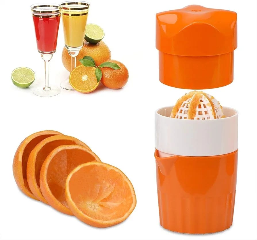 1pc Plastic Orange Juicer, Extract juice out of orange, pineapple, grapes, sweet lime, water melon, pomegranate, palak, tomato