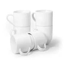 6Pcs 250ML Ceramic Stackable cup medium,its designed for both home and hotel use,made of high quality ceramic hence does not chip off
