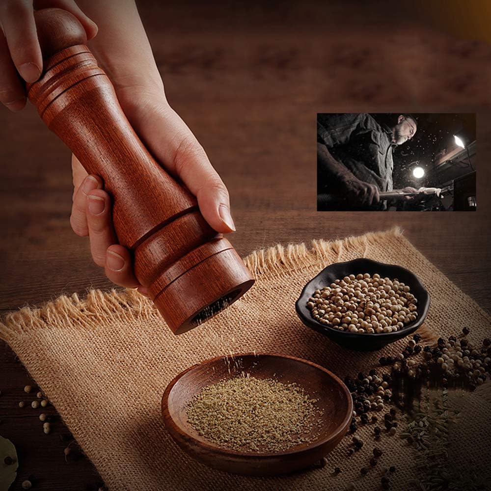 Wooden Salt/Pepper Grinder with Adjustable Coarseness – Premium Wood Spice Mill Stainless Steel Salt & Pepper Shaker