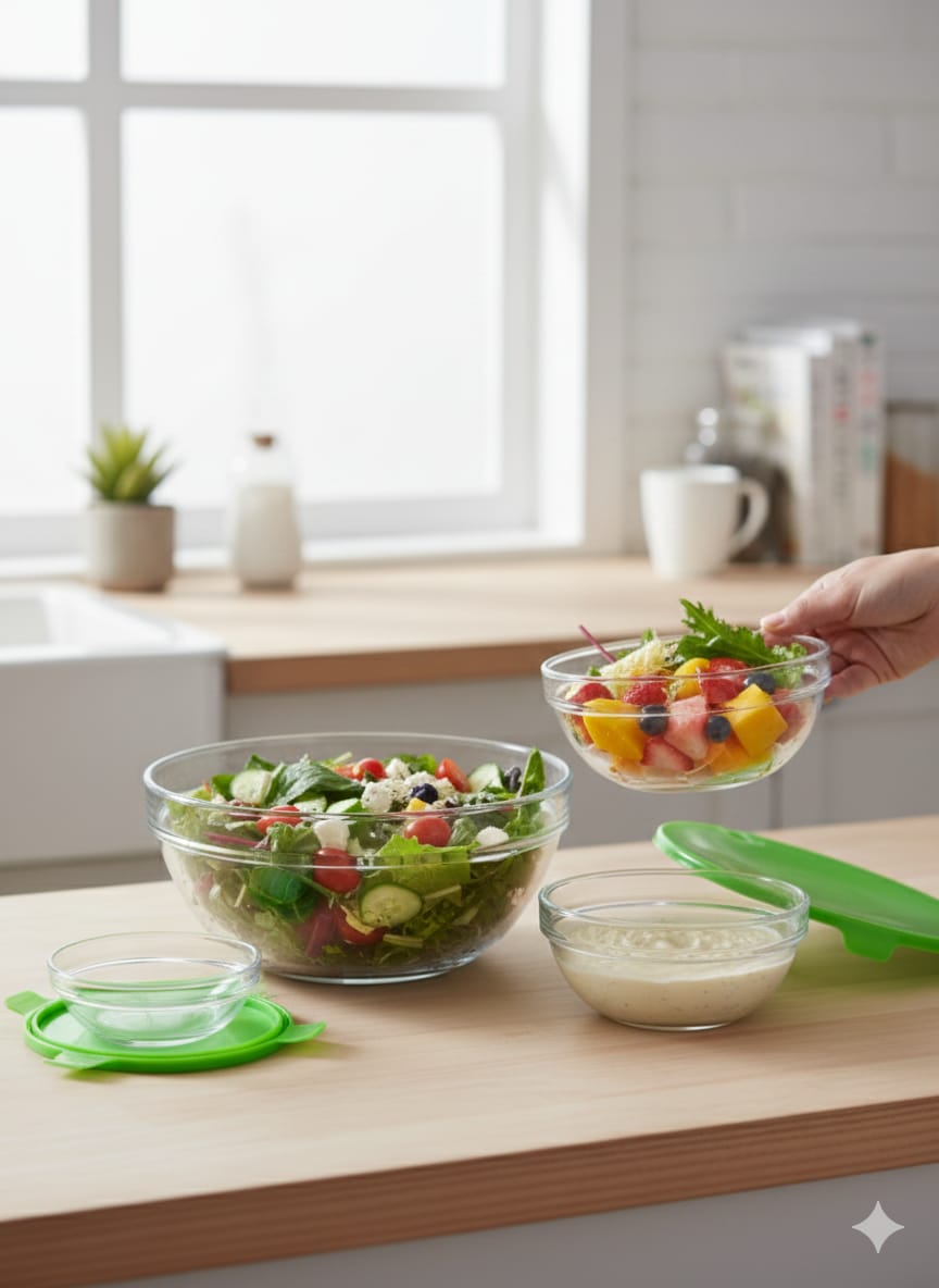 10pcs High Quality Microwave Friendly Kitchen Glass Storage Bowls Set – Includes 5 Glass Bowls & 5 Lids for Meal Prep, Food Storage, and Easy Reheating