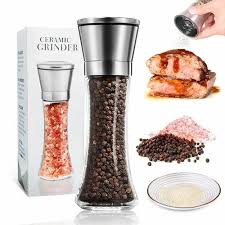 Adjustable Coarseness Salt And Pepper Grinder,Salt and Pepper Grinder Set - Stainless Steel Refillable Salt & Peppercorn Shakers
