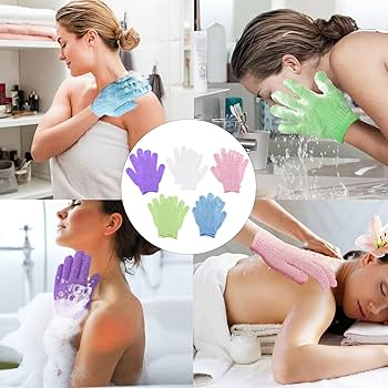 Bath Gloves Pair Exfoliating Wash Skin Spa Massage Scrub Body Scrubber (Random Color)