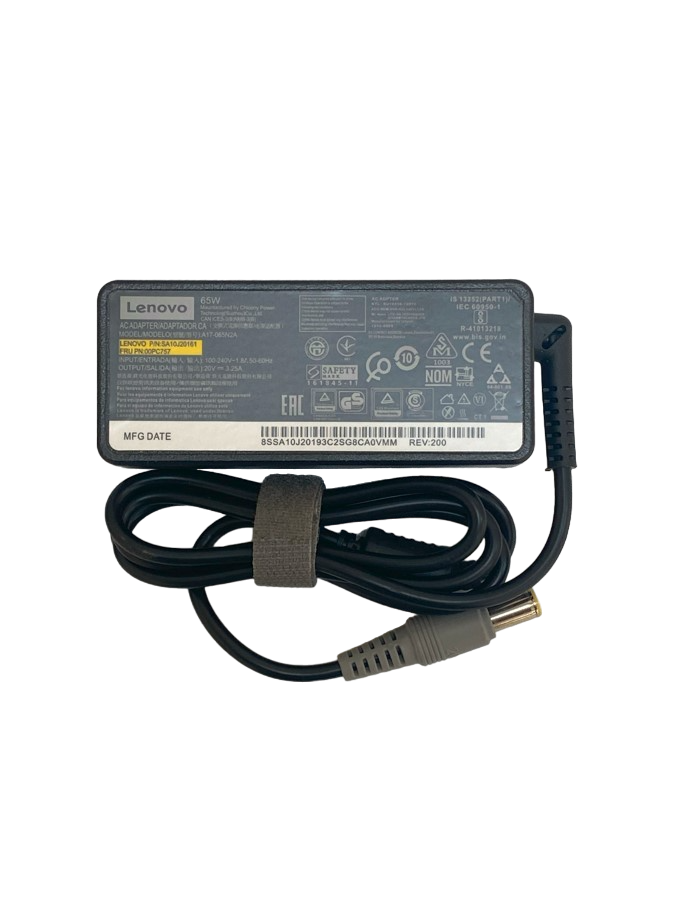 Lenovo 65W USB-C Laptop Charger, 20V 3.25A with Power Cable - Portable AC Adapter for Laptops