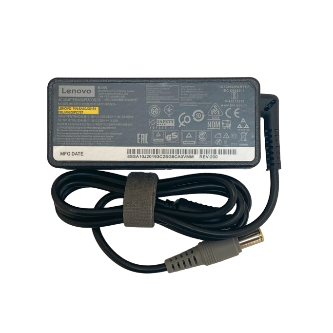 Lenovo 65W USB-C Laptop Charger, 20V 3.25A with Power Cable - Portable AC Adapter for Laptops
