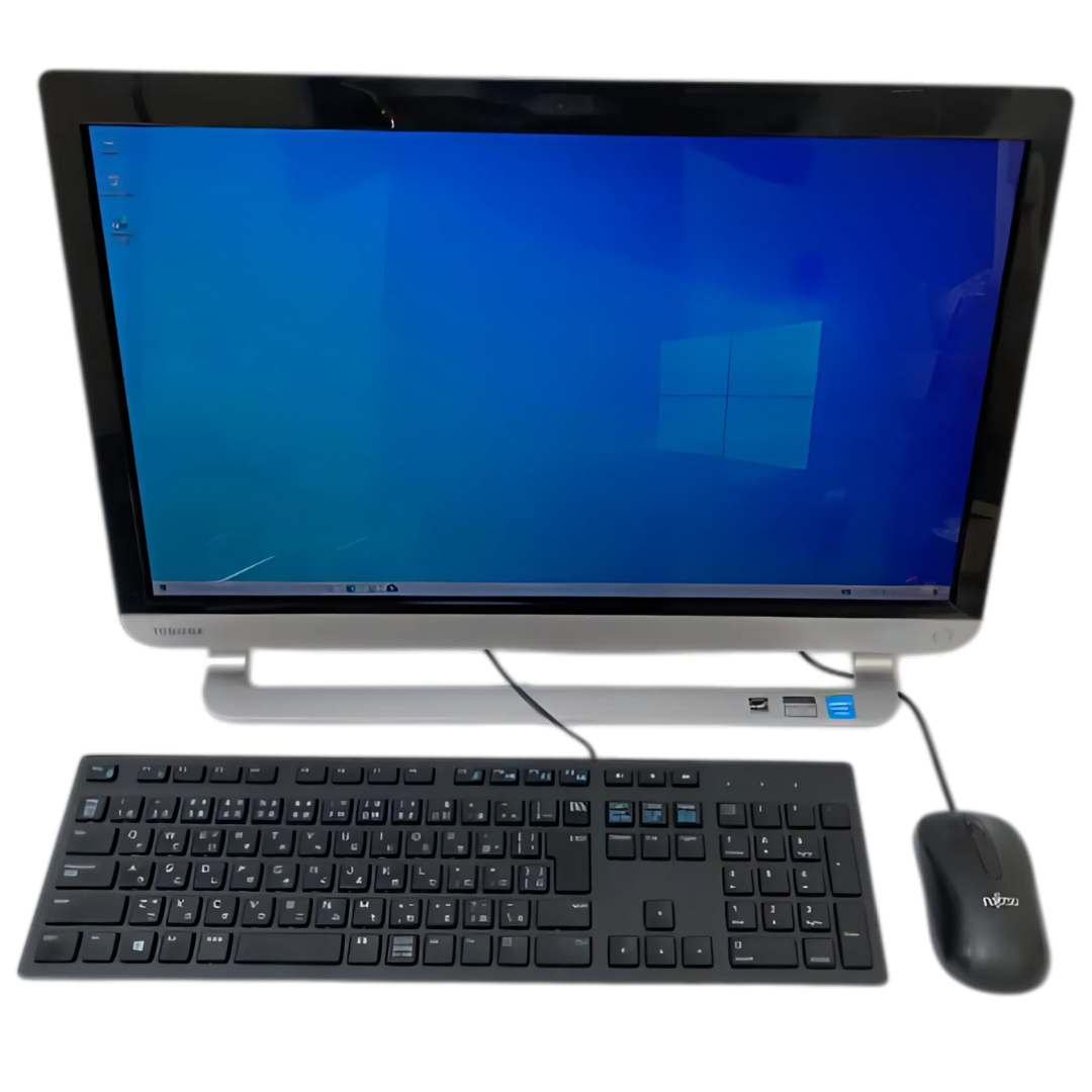 Refurbished All-in-One Toshiba PC. REGZA PC – Compact and Reliable! Perfect for Home & Office Use with 1.9GHz Dual-Core Processor, 4GB RAM, and 500GB Storage with Free Mouse and Keyboard