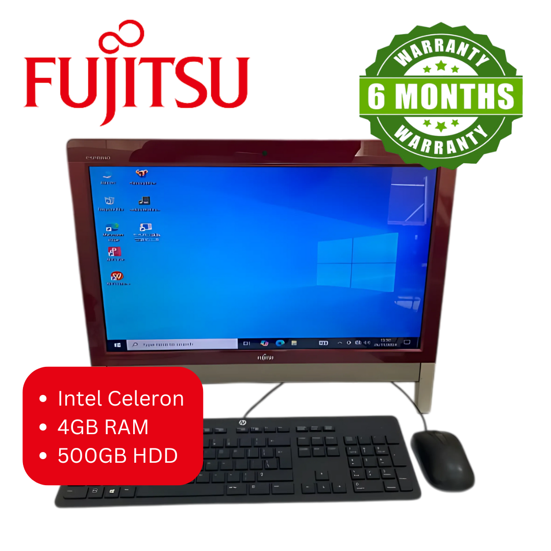 Refurbished Fujitsu All-in-One PC – Refurbished, Intel Celeron, 4GB RAM, 500GB HDD, Windows 10 Pre-Installed