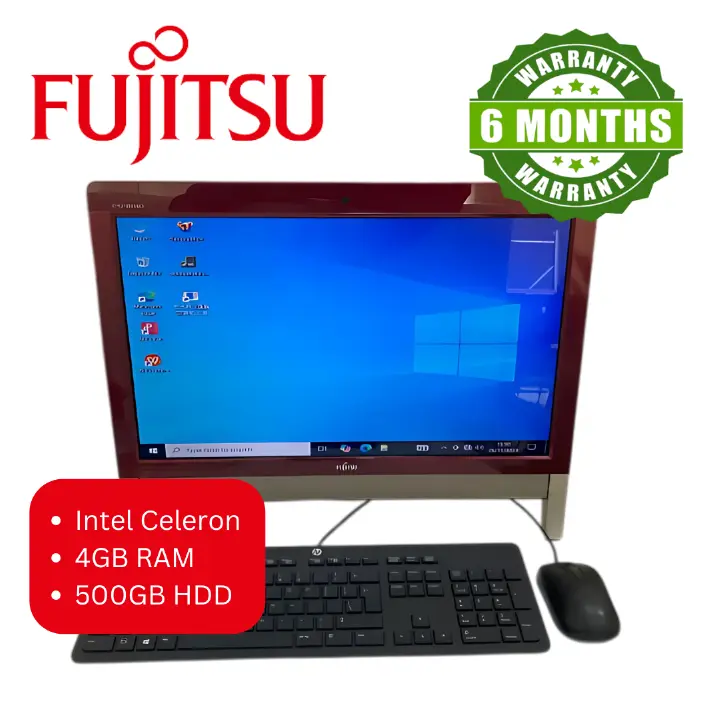 Refurbished Fujitsu All-in-One PC – Refurbished, Intel Celeron, 4GB RAM, 500GB HDD, Windows 10 Pre-Installed