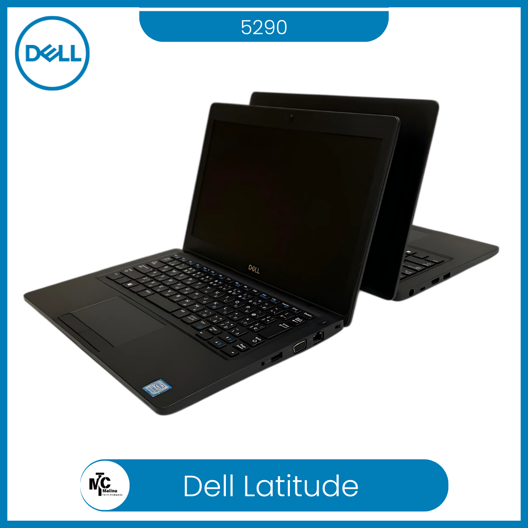 Refurbished Dell Latitude 5290 Business Laptop – Intel Core i5-8250U 8th Gen, 8GB RAM, 256GB SSD, Windows 10 Pro, 12.5" HD Display, No Webcam