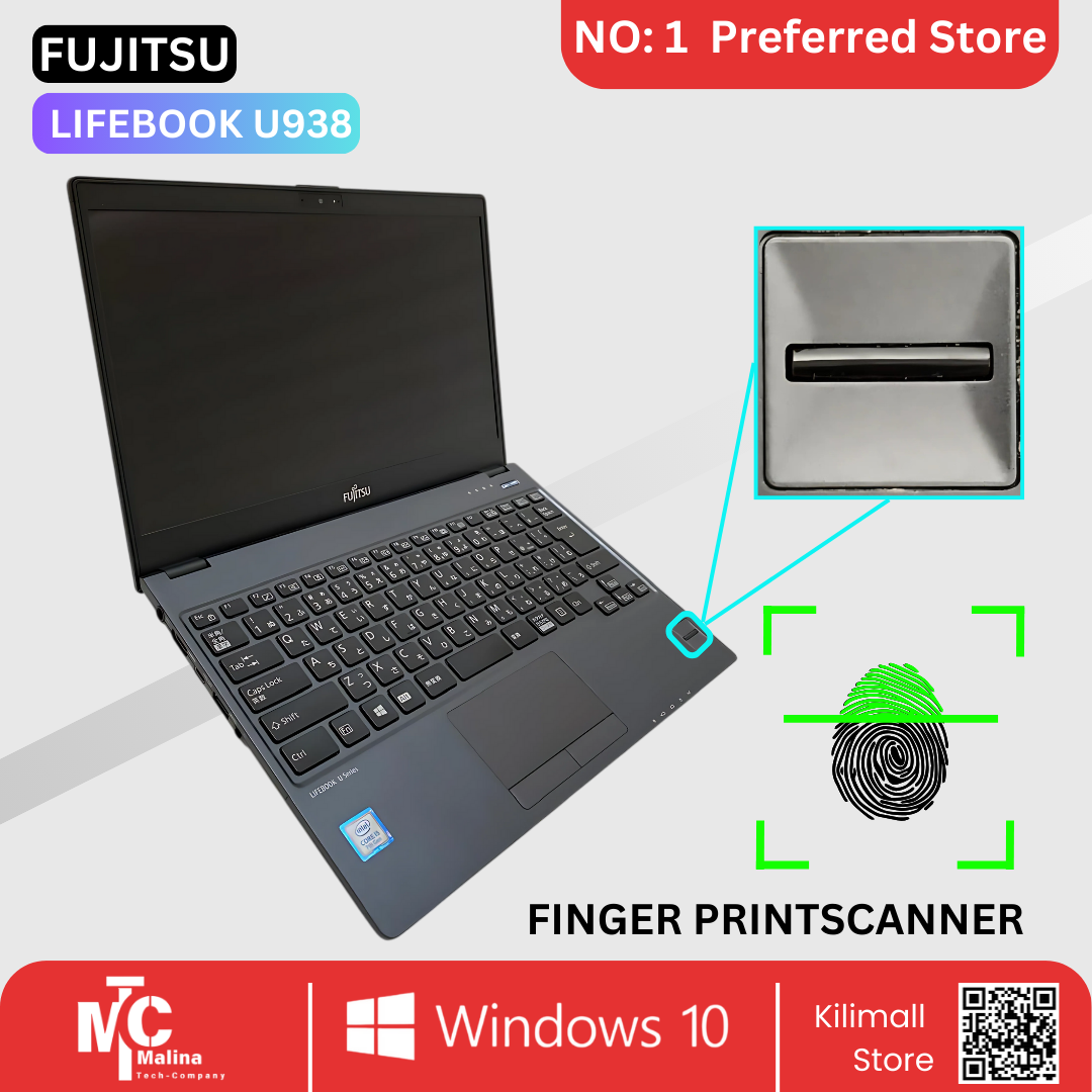 FUJITSU U938 Ultra-Portable Laptop – Intel Core i5-7200U, 2.7GHz, 8GB RAM, 256GB SSD, Touchscreen, Lightweight Business Notebook