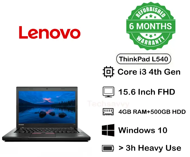 HOT SALE Refurbished  Lenovo ThinkPad L540 15.6" FHD Laptop, Intel Core i3/4thGen 4GB RAM, 500GB HDD, Windows 10 Home, USB 3.0, HDMI, Wi-Fi, CPU @ 2.50Ghz(4CPUs),(32bit)(64Hz) Generic PnP Monitor