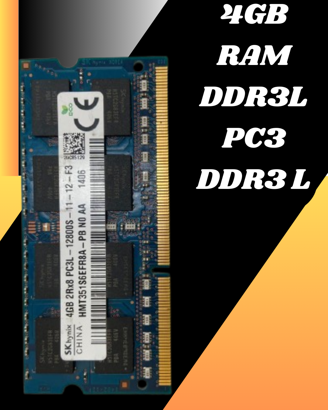 “SK hynix 4GB RAM DDR3L 1600MHz (PC3L-12800) 2Rx8 SODIMM Laptop Memory Module – Low Voltage 1.35V High-Performance RAM Upgrade for Notebooks & Compact Systems”