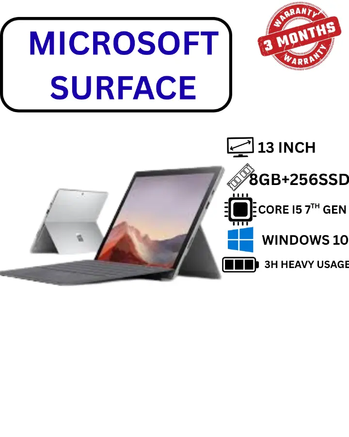 Refurbished Microsoft Surface Laptop 7th Gen Intel Core i5-7300U @ 2.60GHz, 8GB DDR4 RAM, 256GB SSD Storage,13.5" Touchscreen Display, Windows 10 Pro, Ultra-Slim Portable Business & Student Notebook