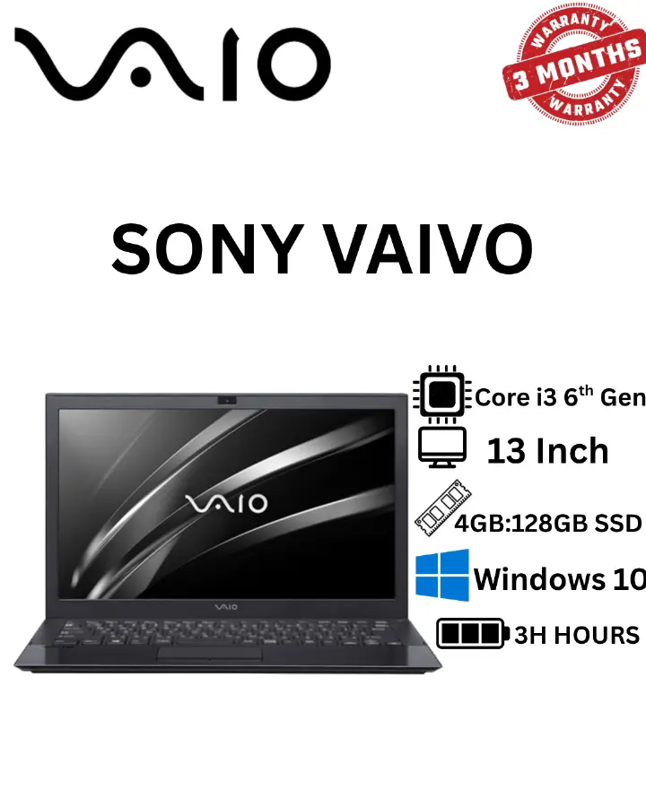 REFURBISHED:Sony VAIO VJS131C11N Laptop – Intel Core i3 6th Gen, 4GB RAM, 128GB SSD, Windows 10 – Lightweight & Compact Business Notebook