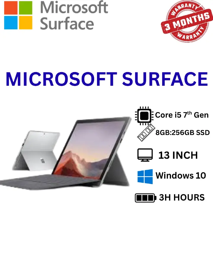 Refurbished Microsoft Surface Laptop 7th Gen Intel Core i5-7300U @ 2.60GHz, 8GB DDR4 RAM, 256GB SSD Storage,13.5" Touchscreen Display, Windows 10 Pro, Ultra-Slim Portable Business & Student Notebook