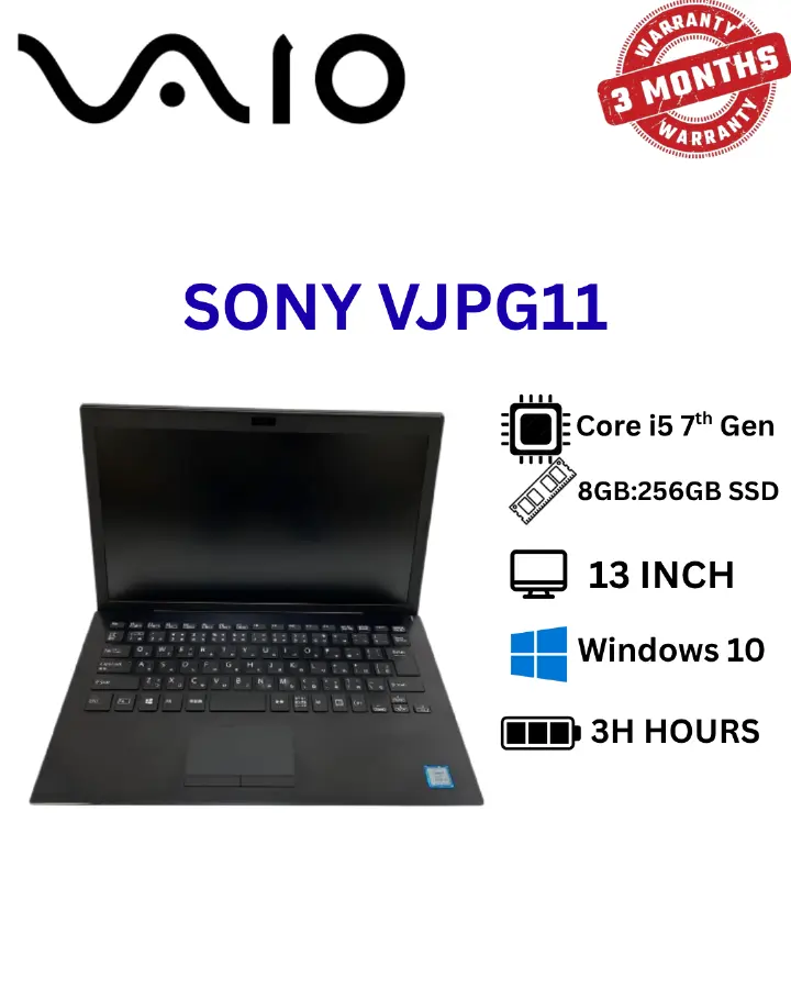 REFURBISHED; SONY VJPG11 Laptop - Intel Core i5-7200U @ 2.50GHz (4 CPUs), 8GB RAM, 256GB SSD, Windows 10 - Sleek and Powerful Performance Notebook