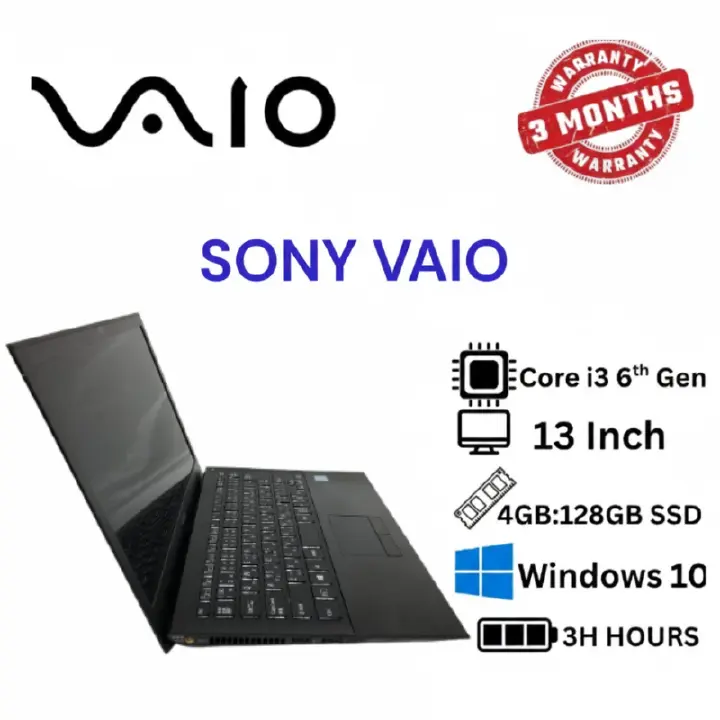 REFURBISHED Sony VAIO VJS131C11N – Intel Core i3 6th Gen, 4GB RAM, 128GB SSD, Windows 10 – Lightweight & Compact Laptop | Business Notebook