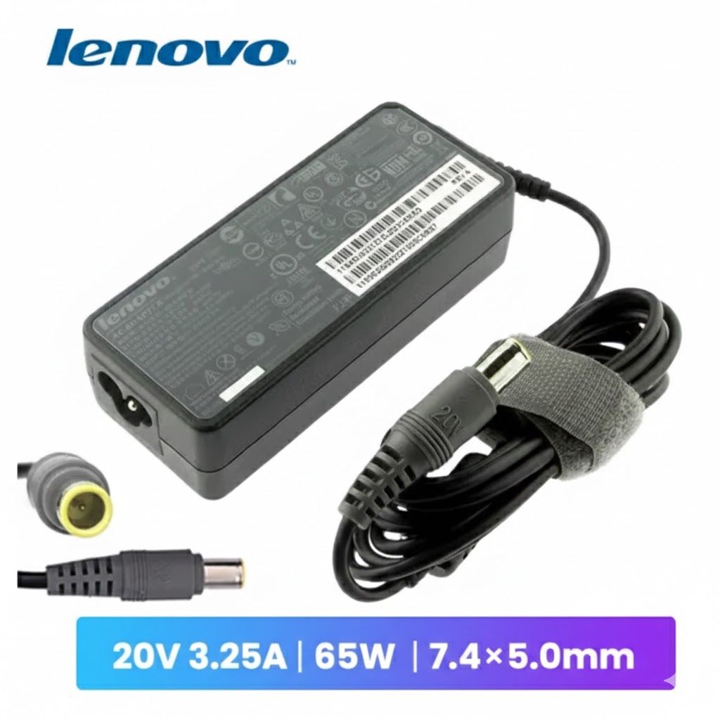 Lenovo 65W AC Laptop Charger Power Adapter – 20V Output, Fast & Reliable Charging, Compatible with Lenovo ThinkPad, IdeaPad, Yoga & Other Lenovo Laptops