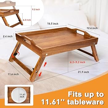 Breakfast in bed foldable bamboo tray