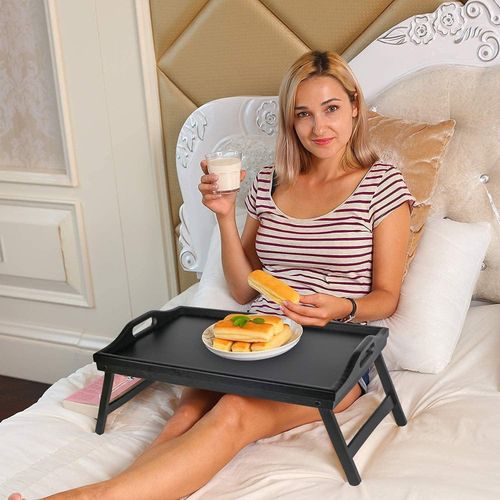 Breakfast in bed foldable bamboo tray