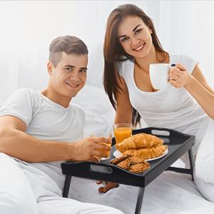 Breakfast in bed foldable bamboo tray