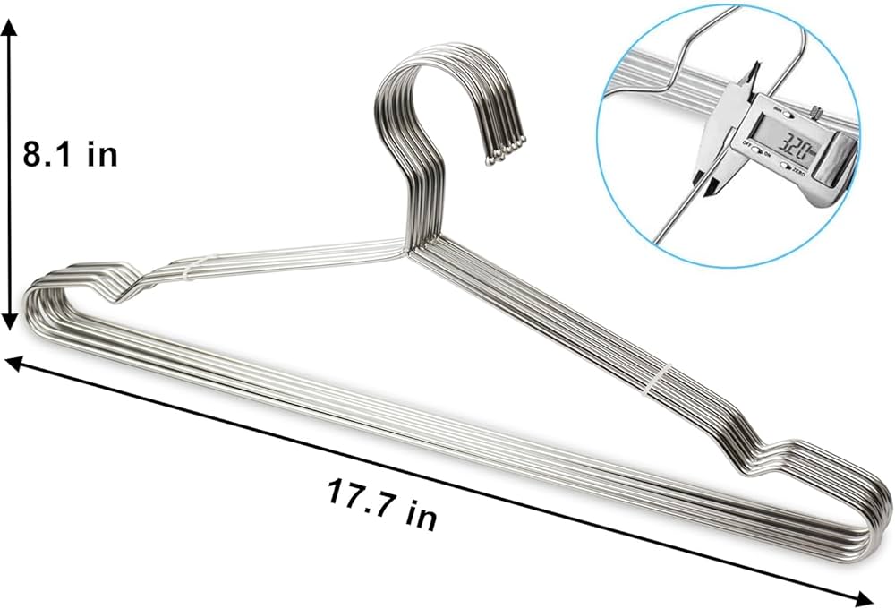 10pc pack of 42cm stainless steel hangers Heavy Duty Stainless Steel Metal Ultra Thin Space Saving Clothes Hangers