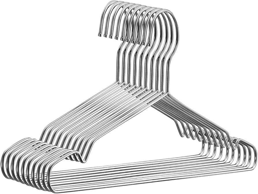 10pc pack of 42cm stainless steel hangers Heavy Duty Stainless Steel Metal Ultra Thin Space Saving Clothes Hangers