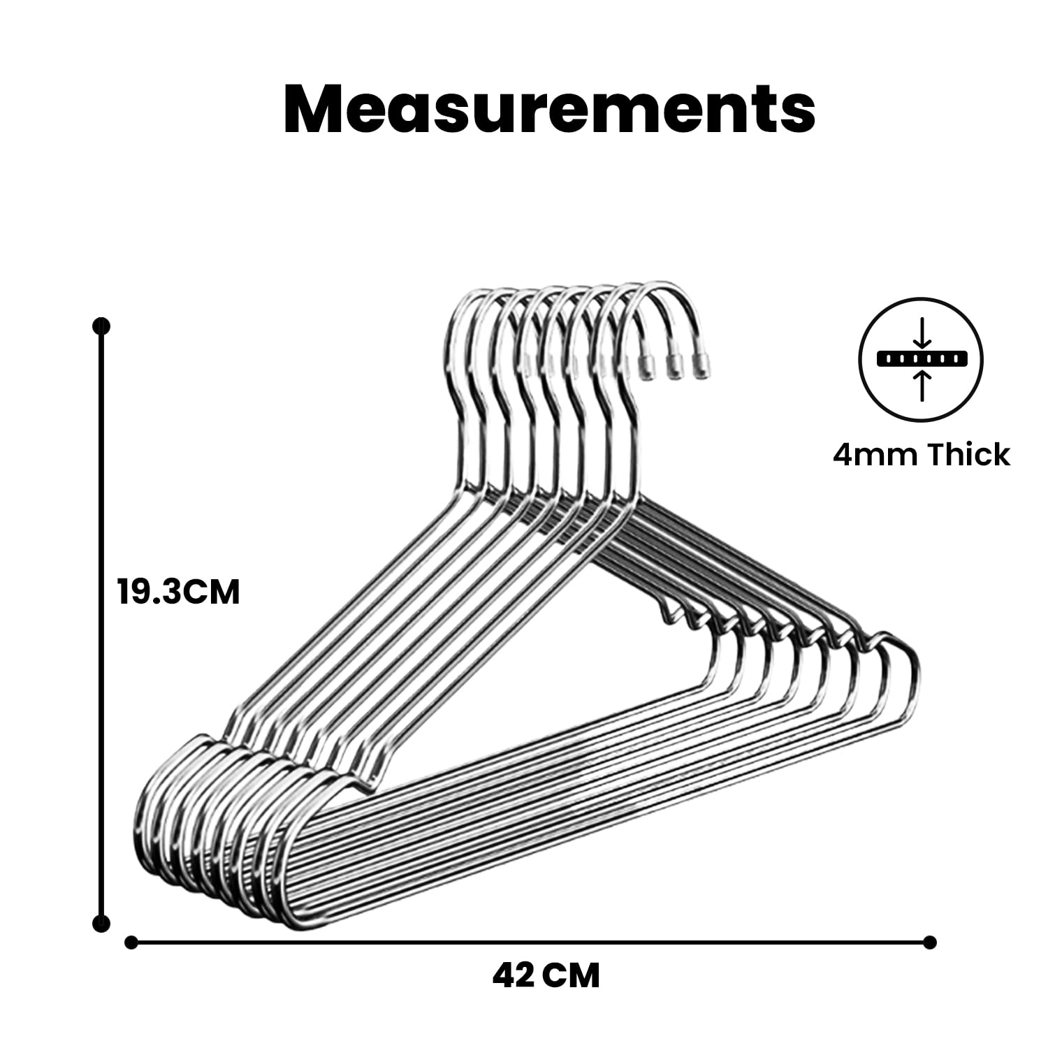 10pc pack of 42cm stainless steel hangers Heavy Duty Stainless Steel Metal Ultra Thin Space Saving Clothes Hangers