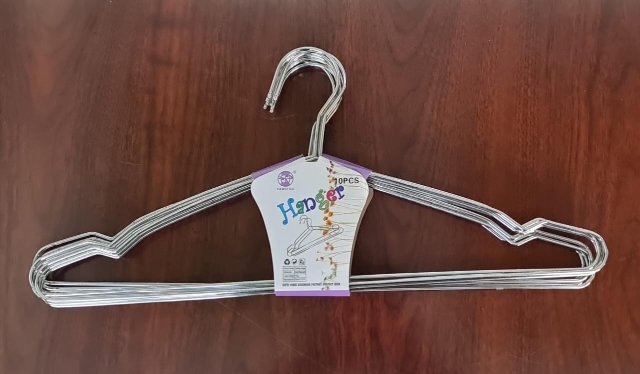 10pc pack of 42cm stainless steel hangers Heavy Duty Stainless Steel Metal Ultra Thin Space Saving Clothes Hangers