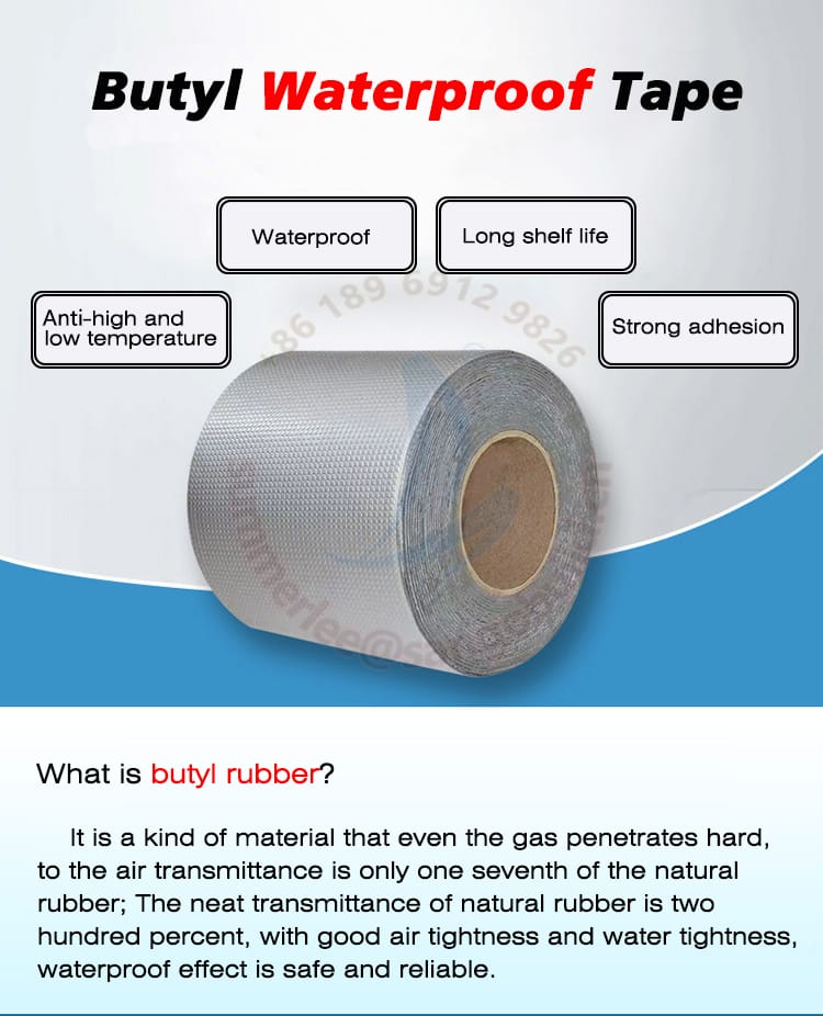 Strong Tape Butyl Seal Rubber Aluminum Foil Waterproof Tape Repair Permanent Weather Resistant Seal for Leaks and Repairs