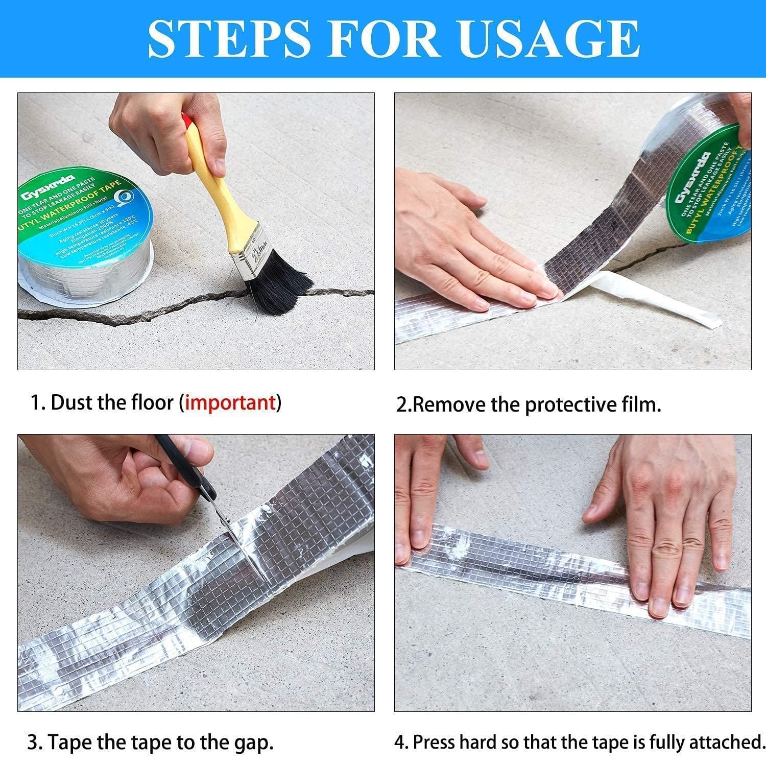 Strong Tape Butyl Seal Rubber Aluminum Foil Waterproof Tape Repair Permanent Weather Resistant Seal for Leaks and Repairs