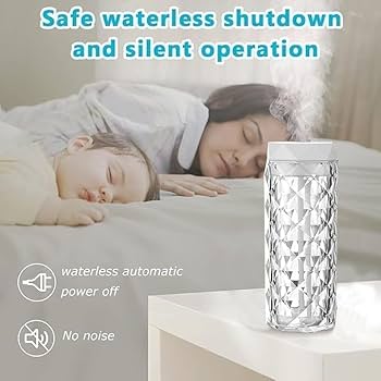Crystal Lamp Humidifier Night Light - USB Desktop Air Humidifier with  LED Night Light, 400ml Cool Mist Suitable for Home Office Desk Bedroom