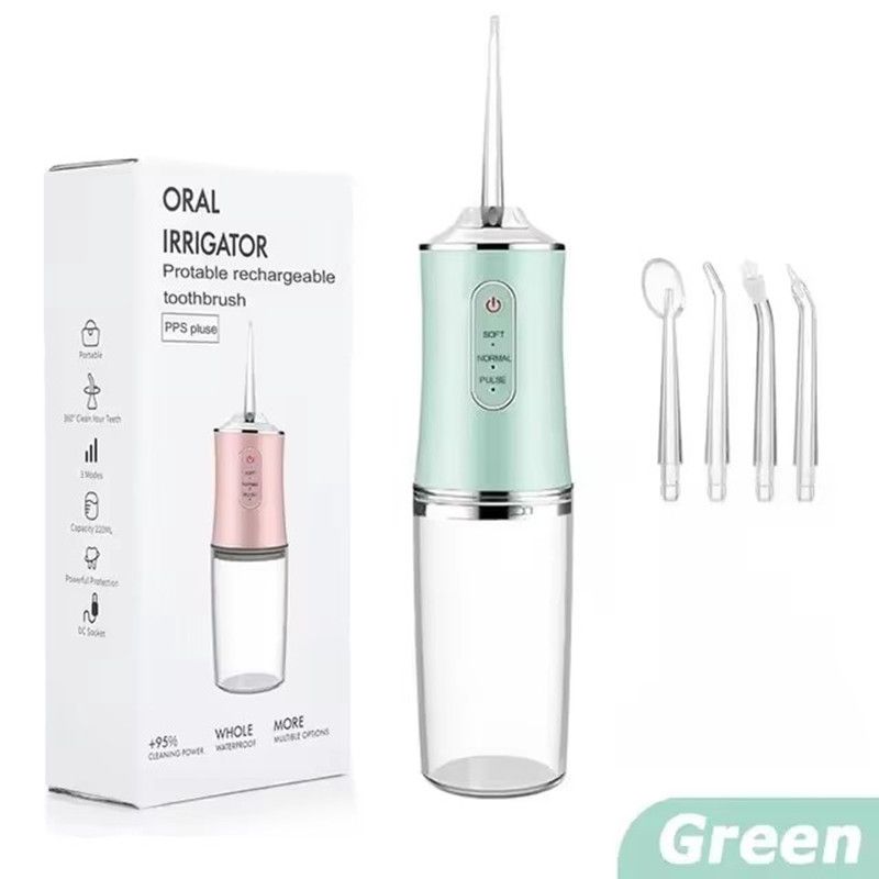 Portable Dental Water Jet Oral Irrigator - 3 Modes, 4 Nozzles USB Rechargeable Water Flosser for Braces & Oral Hygiene