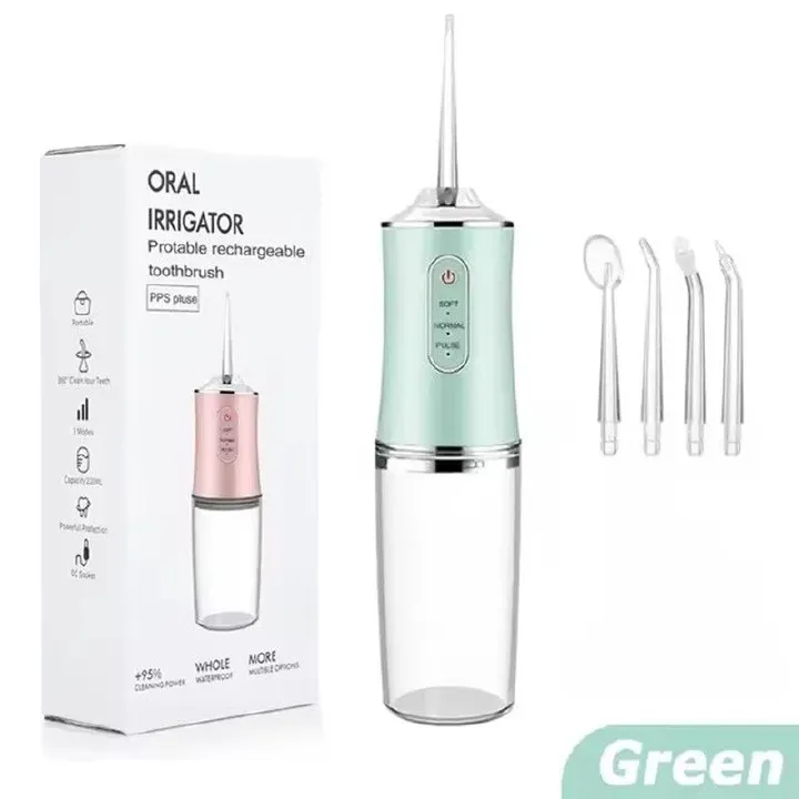 Portable Dental Water Jet Oral Irrigator - 3 Modes, 4 Nozzles USB Rechargeable Water Flosser for Braces & Oral Hygiene