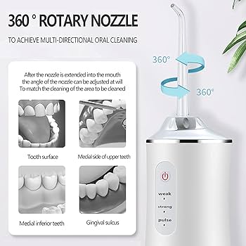 Portable Dental Water Jet Oral Irrigator - 3 Modes, 4 Nozzles USB Rechargeable Water Flosser for Braces & Oral Hygiene