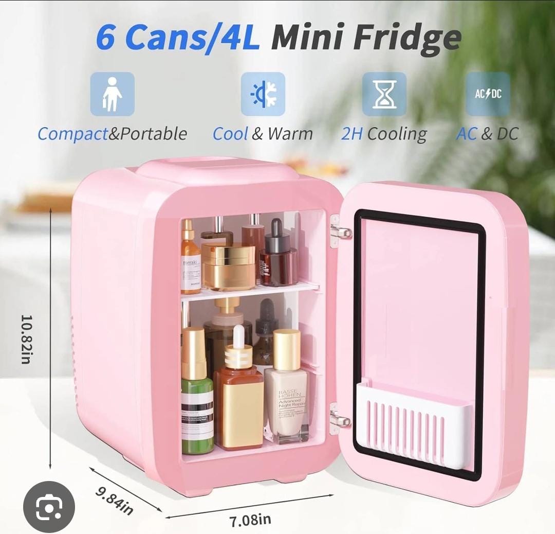 4L Portable Beauty car fridge with mirror and duo power option (car cigar DC power or AC power)