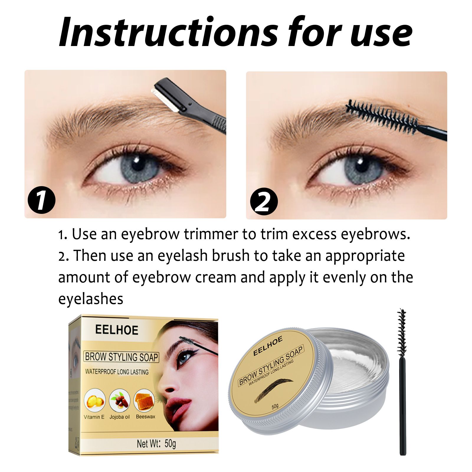 Waterproof 3D Eyebrow Styling Cream Natural Wild Brow Pomade Setting Gel Wax Quick-drying Makeup Eyebrow Sculpt Soap view 3