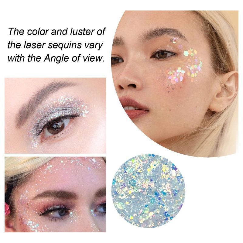 EELHOE sequin gel set gel glitter makeup fish scale sequin stage performance eye shadow makeup props