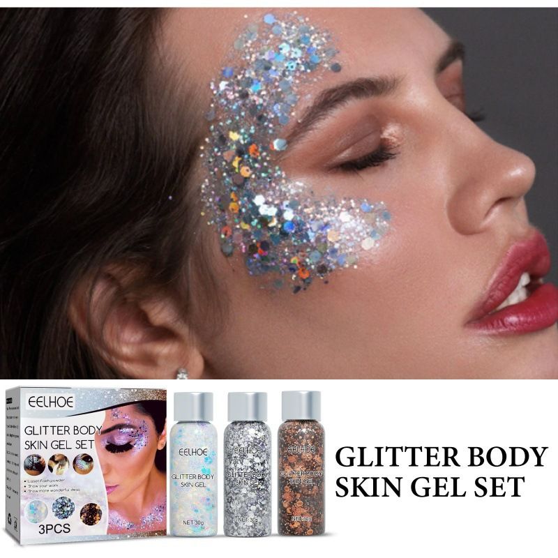 EELHOE sequin gel set gel glitter makeup fish scale sequin stage performance eye shadow makeup props view 2